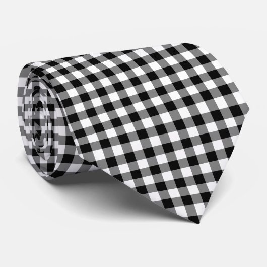 Black Gingham Stropdas (Opgerold)