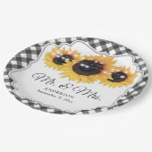 Black Gingham Sunflower Papieren Bordje (Gekanteld)