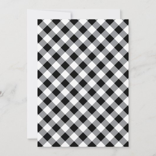 Black Gingham Wedding Rehearsal Dinner Tailgate Kaart (Achterkant)