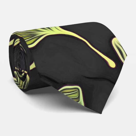 Black Ginkgo Leaf Stropdas (Opgerold)