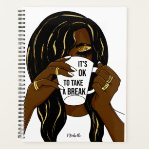 Black Girl Afro American Woman Inspirational Quote Planner