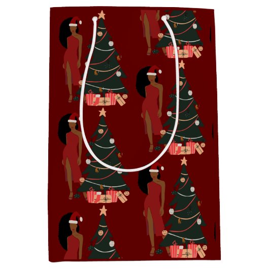 Black Girl Afro Christmas Cadeau Sac (Devant)
