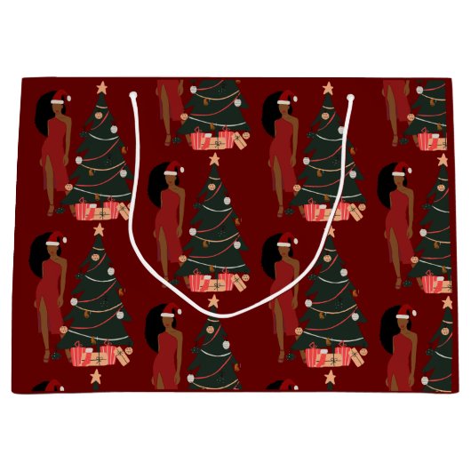Black Girl Afro-kerstcadeau Groot Cadeauzakje (Voorkant)