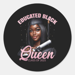 Black Girl Afstuderen Hbcu Senior Melanin Pink Cl Ronde Sticker