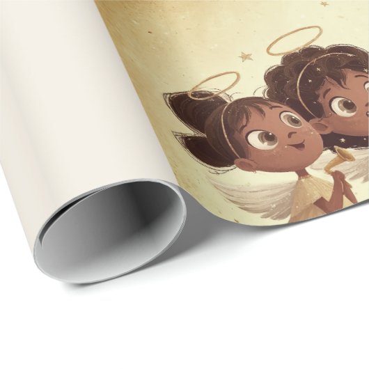 Black Girl Angel Christmas Choir Wrapping Paper 1 Cadeaupapier (Rol Hoek)