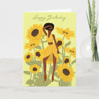 Black Girl Birthday Card Kaart