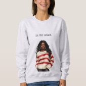 Black Girl Candy Cane RedStripes Sweater Christmas (Voorkant)