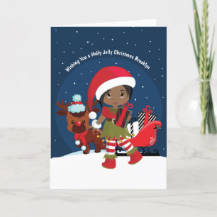 Black Girl Elf Holiday Kaart