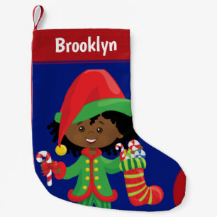 Black Girl Elf Kleine Kerstsok