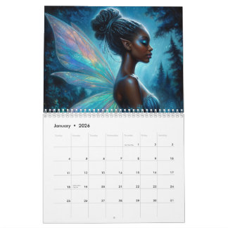 Black Girl Fairy Kunstwerk Kalender