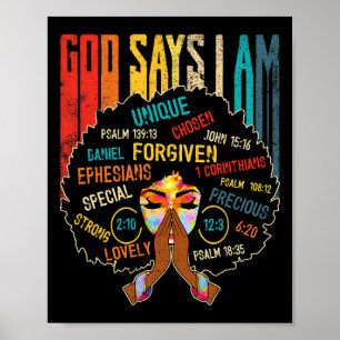 Black Girl God zegt dat ik zwart ben Melanin Junet Poster
