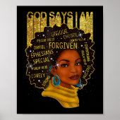 Black Girl God zegt dat ik zwarte Melanin Geschied Poster (Voorkant)