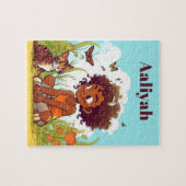 Black Girl Jouer avec un nom de chat Puzzle (Horizontal)