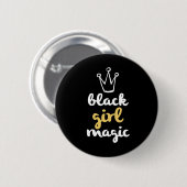 Black Girl Magic Crown Button Black (Voorkant /achterkant)