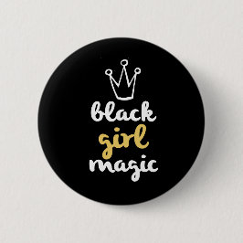 Black Girl Magic Crown Button Black