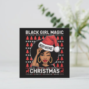 Black Girl Magic Prettig Kerstmis Afro-Amerikaans Feestdagenkaart