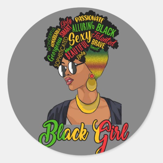 Black Girl Magic Ronde Sticker (Voorkant)