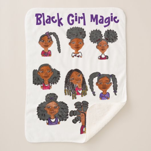 Black Girl Magic Sherpa Blanket Deken (Voorkant)