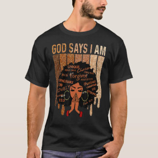 Black Girl Queen God zegt dat ik Melanin History M T-shirt