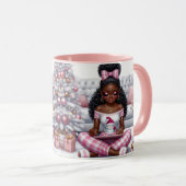 Black girl rose café de Noël Mug (Devant droit)