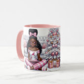 Black girl rose café de Noël Mug (Devant gauche)
