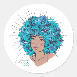Black Girl Zodiac Magic: Aquarius Ronde Sticker