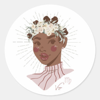 Black Girl Zodiac Magic: Virgo Ronde Sticker