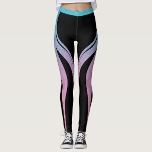 Black Girly Glitter Heart Butt Activewear Leggings
