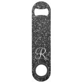Black Glam Glitter Look Monogram Stijlvol Speed Flessenopener (Achterkant)