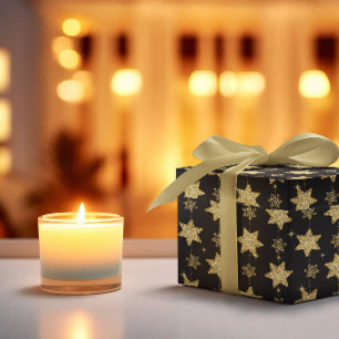 Black Glam Glitter Stars Patroon Cadeaupapier