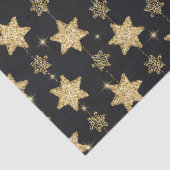 Black Glam Glitter Stars Patroon Tissuepapier (Detail)