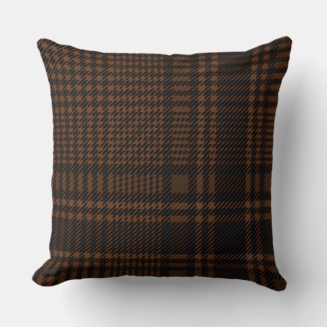 Black Glen Check Houndstooth Patroon Kussen (Voorkant)