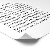 Black Glitter Birthday Alphabetic Seating Plan Poster (Hoek)