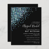 Black Glitter Budget Bat Mitzvah Uitnodiging (Voorkant / Achterkant)