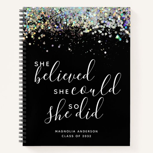 Black Glitter dacht dat ze Afstuderen kon maken Notitieboek (Voorkant)