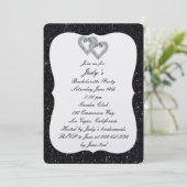 Black Glitter Diamond Hearts Bachelorette Party Kaart (Staand voorkant)