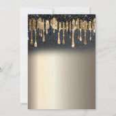 Black Glitter Drips Zwart Jurk Goud 100th Kaart (Achterkant)
