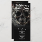 Black Glitter Glam Sparkle Skull Wedding Program Programma (Voorkant / Achterkant)