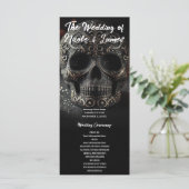 Black Glitter Glam Sparkle Skull Wedding Program Programma (Staand voorkant)