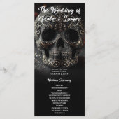 Black Glitter Glam Sparkle Skull Wedding Program Programma (Voorkant)