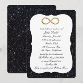 Black Glitter Gold Infinity Vrijgezellenfeest Invi Kaart (Voorkant / Achterkant)