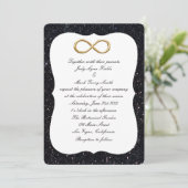 Black Glitter Gold Infinity Wedding Invitation Kaart (Staand voorkant)