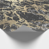 Black Glitter Gold Marble Silver Abstract Metallic Cadeaupapier (Hoek)