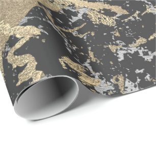 Black Glitter Gold Marble Silver Abstract Metallic Cadeaupapier