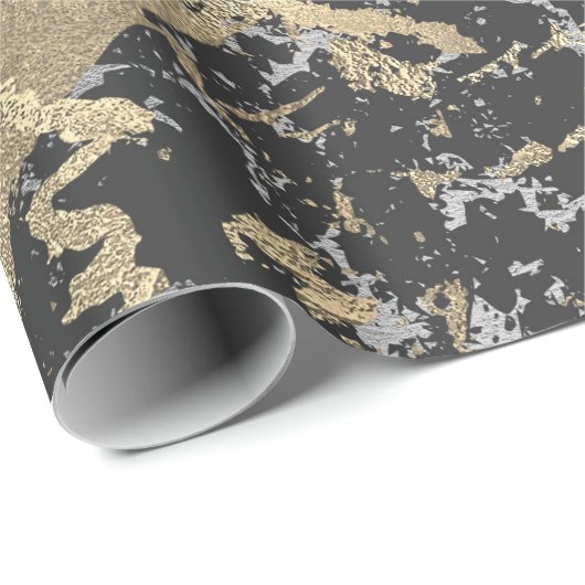 Black Glitter Gold Marble Silver Abstract Metallic Cadeaupapier (Rol Hoek)