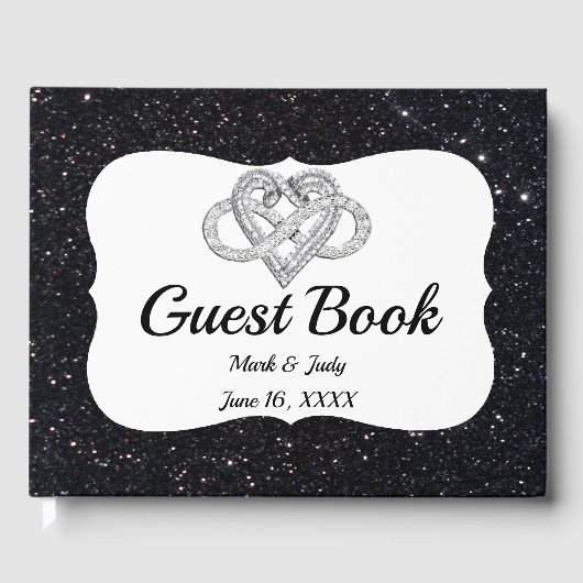 Black Glitter Infinity Heart Gastenboek (Voorkant)