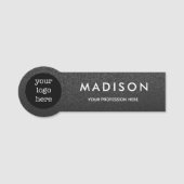 Black Glitter Ombre Employee Name Logo Badge (Voorkant)