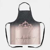 Black Glitter Ombre Roos Gold Tiara Diamonds Schort (Voorkant)