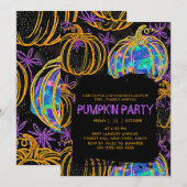 Black | Glitter Pumpkin Halloween Kaart (Voorkant / Achterkant)