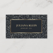 Black Glitter QR-code Elegant Visitekaartje (Voorkant)